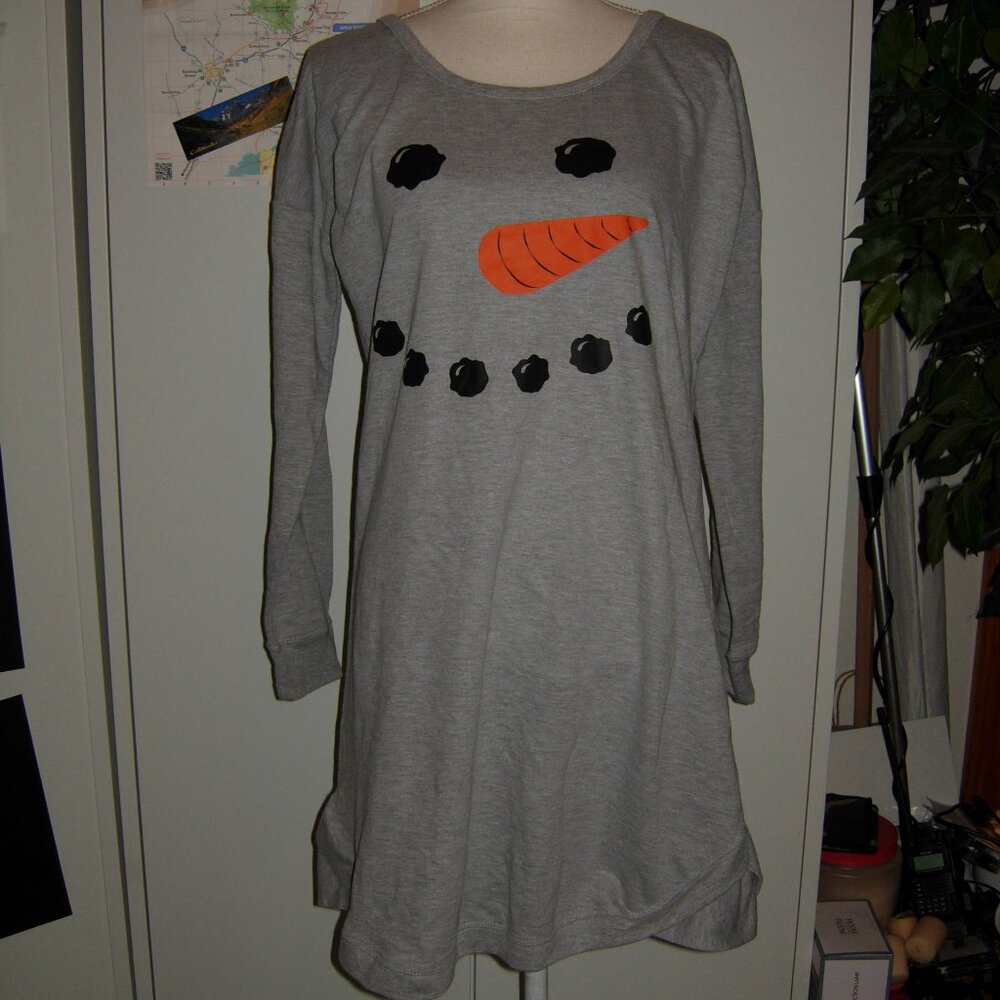 Snowman Long Sleeve T-Shirt Dress M